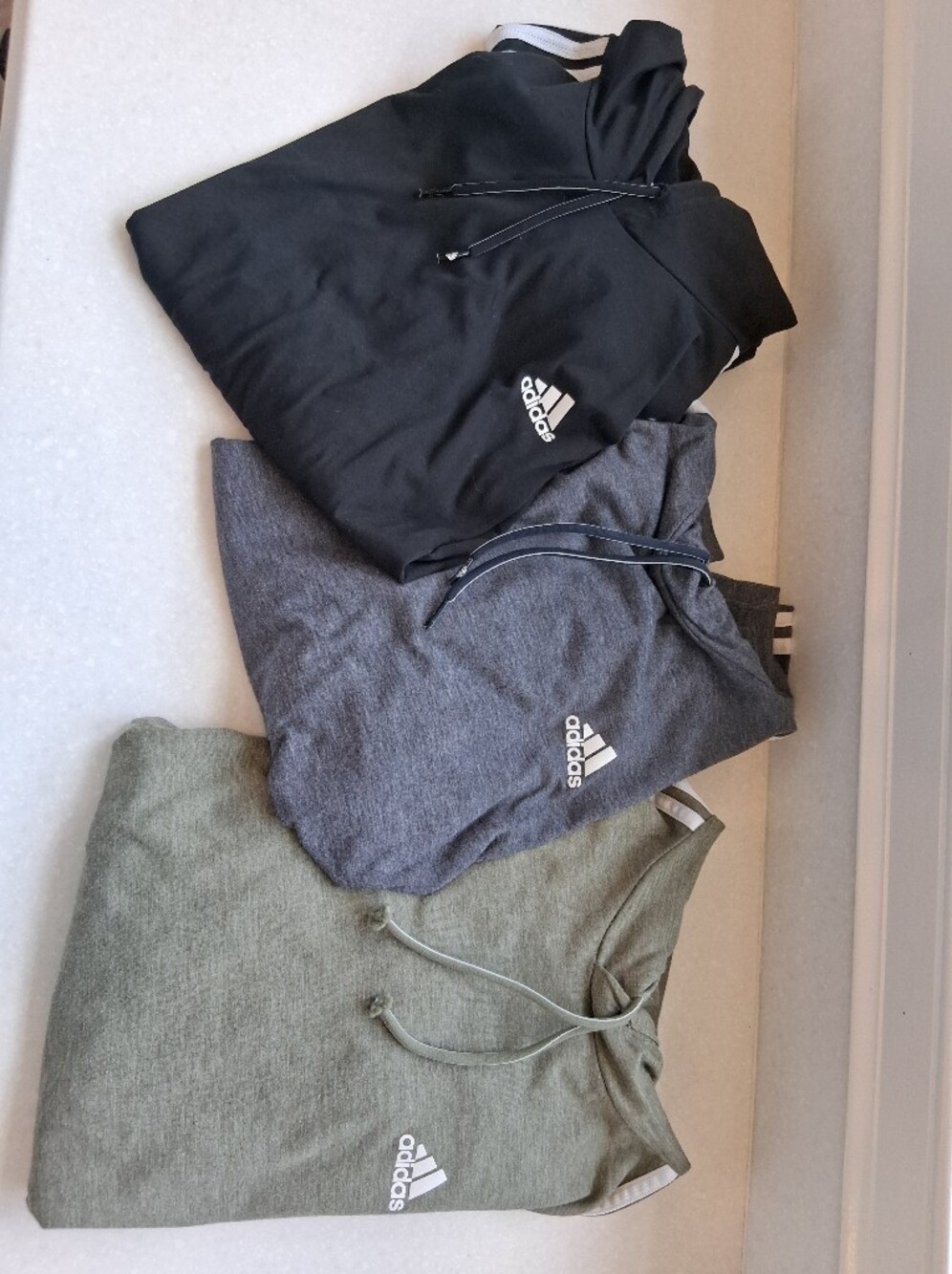 adidas Long Sleeve Tee Trio — Olive Green, Charcoal Gray, Black